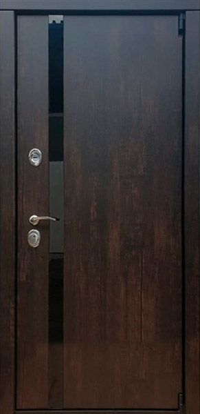 Стальная дверь МДФ из натурального шпона с стеклянной вставкой №41023